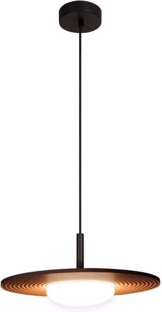 Lucide Carmino LED Pendant Light in Terracotta with Wood Details, Dimmable and Height Adjustable, Diameter: 38.7 cm