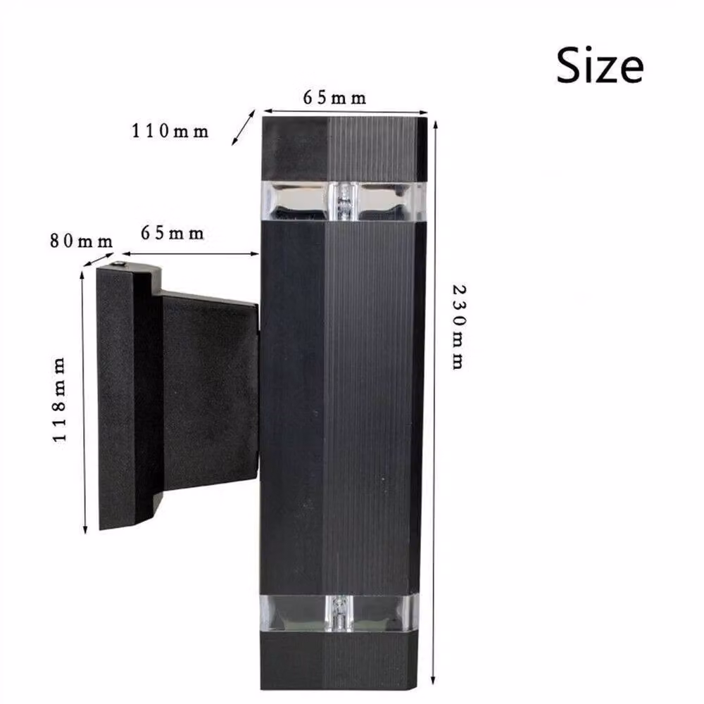 EONLION Modern Rectangular LED Up and Down Wall Light in Black with Warm White Light – 2