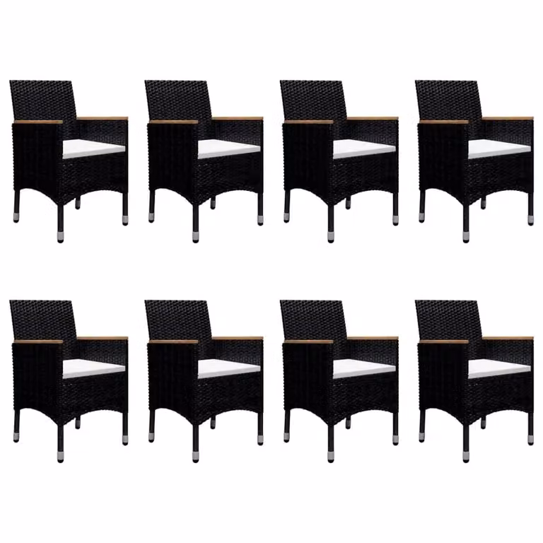 Berkfield Home 9 Piece Poly Rattan and Tempered Glass Garden Dining Set in Black