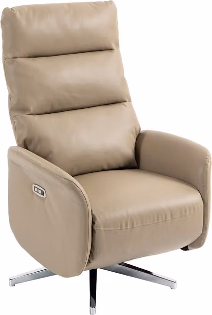 HOMCOM Brown Swivel Electric Power Recliner Chair with USB and Type C Ports