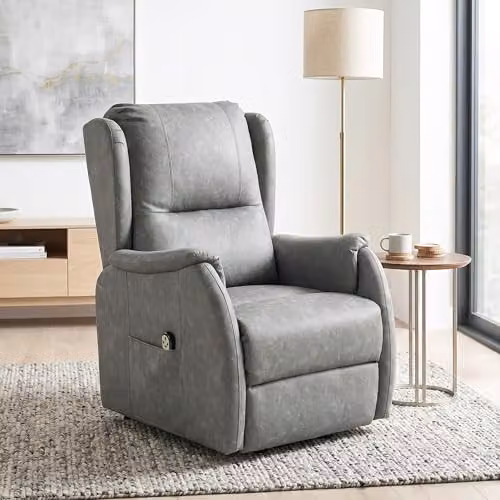 HOMCOM Dual Motor Power Lift Recliner Chair for Seniors in Grey Faux Leather, W/D/H: 76 x 103 x 89 cm – 6