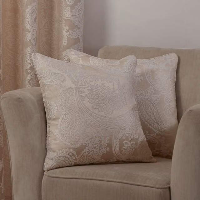 NewEdgeBlinds Floral Square Cushion Cover in Beige and Yellow
