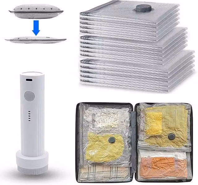 SPETLEK Travel Vacuum Compression Storage Bags, 6 Piece Set in Silver
