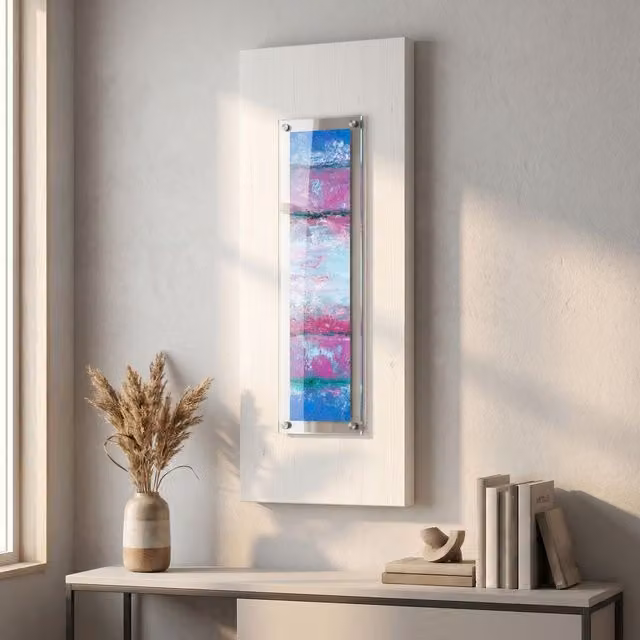 Orsina Abstract Blue 1 Framed Wall Art in White and Multicolour