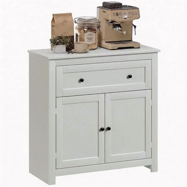 Nordara Green and Black Kitchen Storage Sideboard with Adjustable Shelf and Drawer, W/D/H: 80 x 35 x 78.5 cm