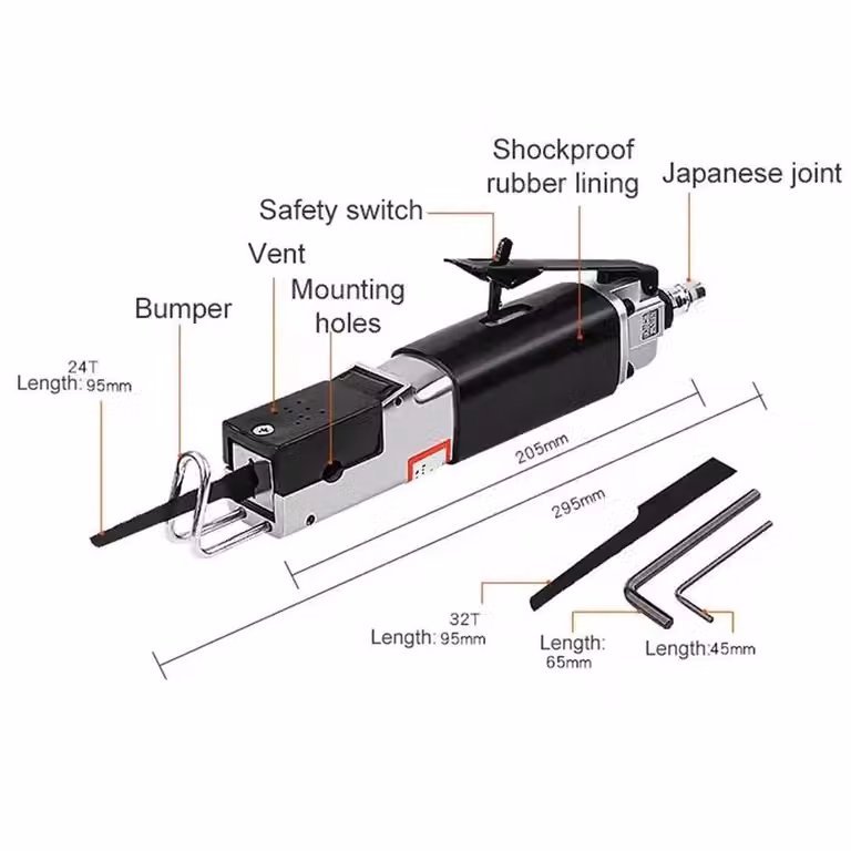 NESTLUNE Pneumatic Air Body Hacksaw Metal Cutting Tool in Black