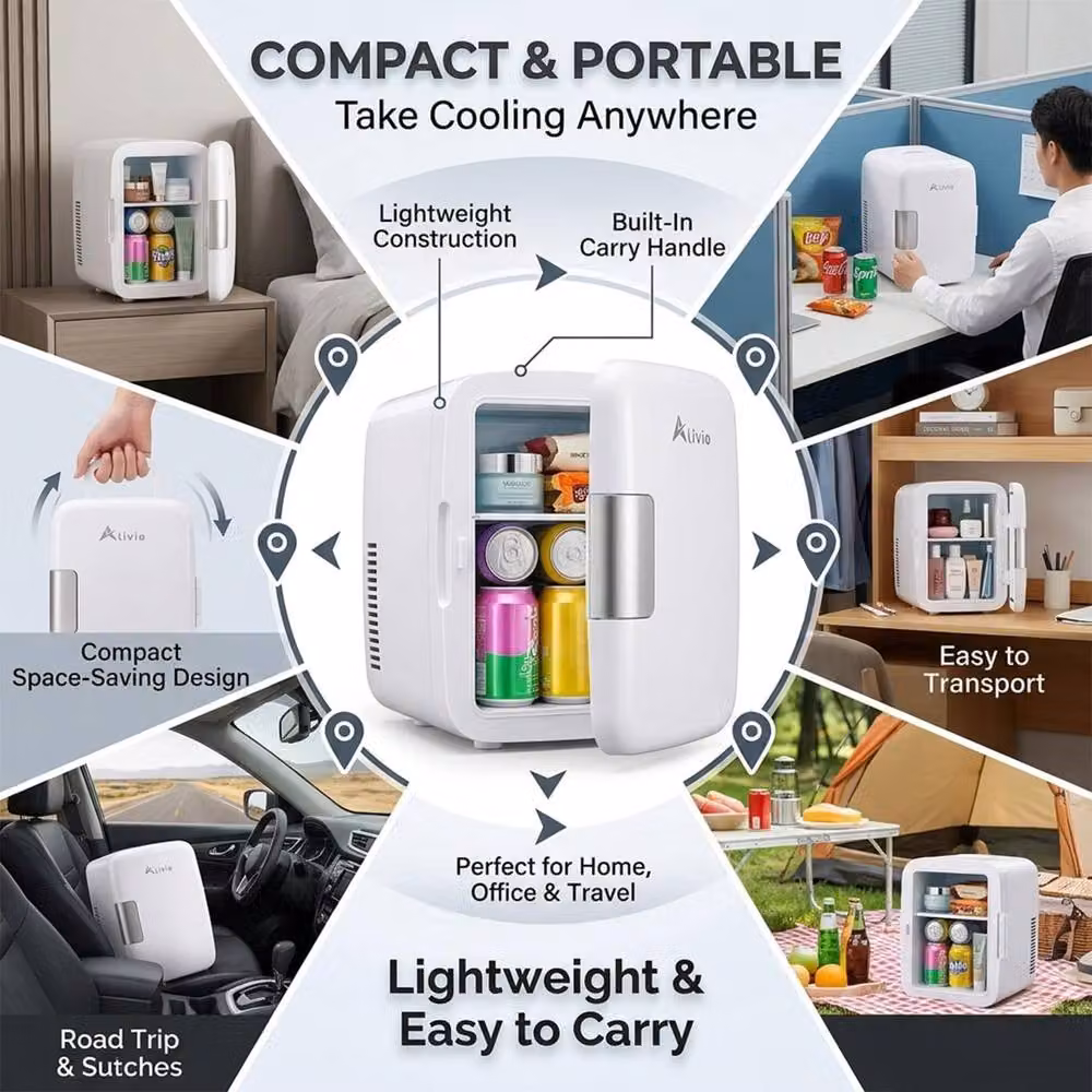 Alivio Portable Mini Fridge and Compact Cooler Warmer, 4L, White – 2