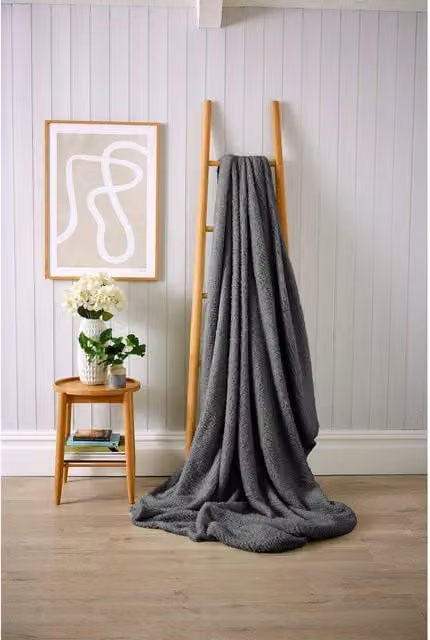 NewEdgeBlinds Grey Fluffy Washable Throw Blanket, Width: 240 cm