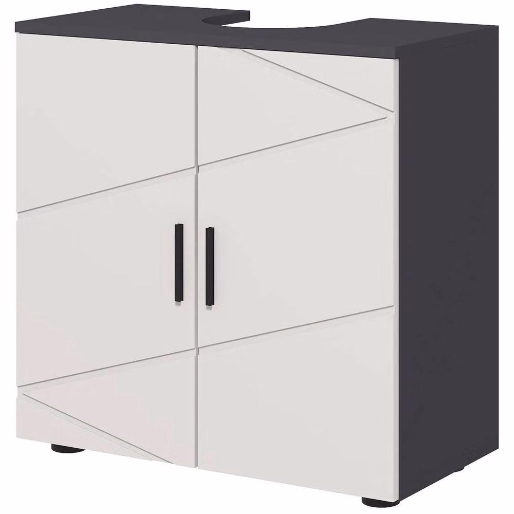 STILVORA Grey Under Sink Bathroom Cabinet with Soft Close Hinged Doors and Internal Shelves – 5