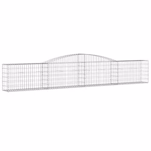 vidaXL Set of 6 Arched Gabion Baskets in Silver Galvanised Steel, W/D/H: 400 x 30 x 60/80 cm – 1