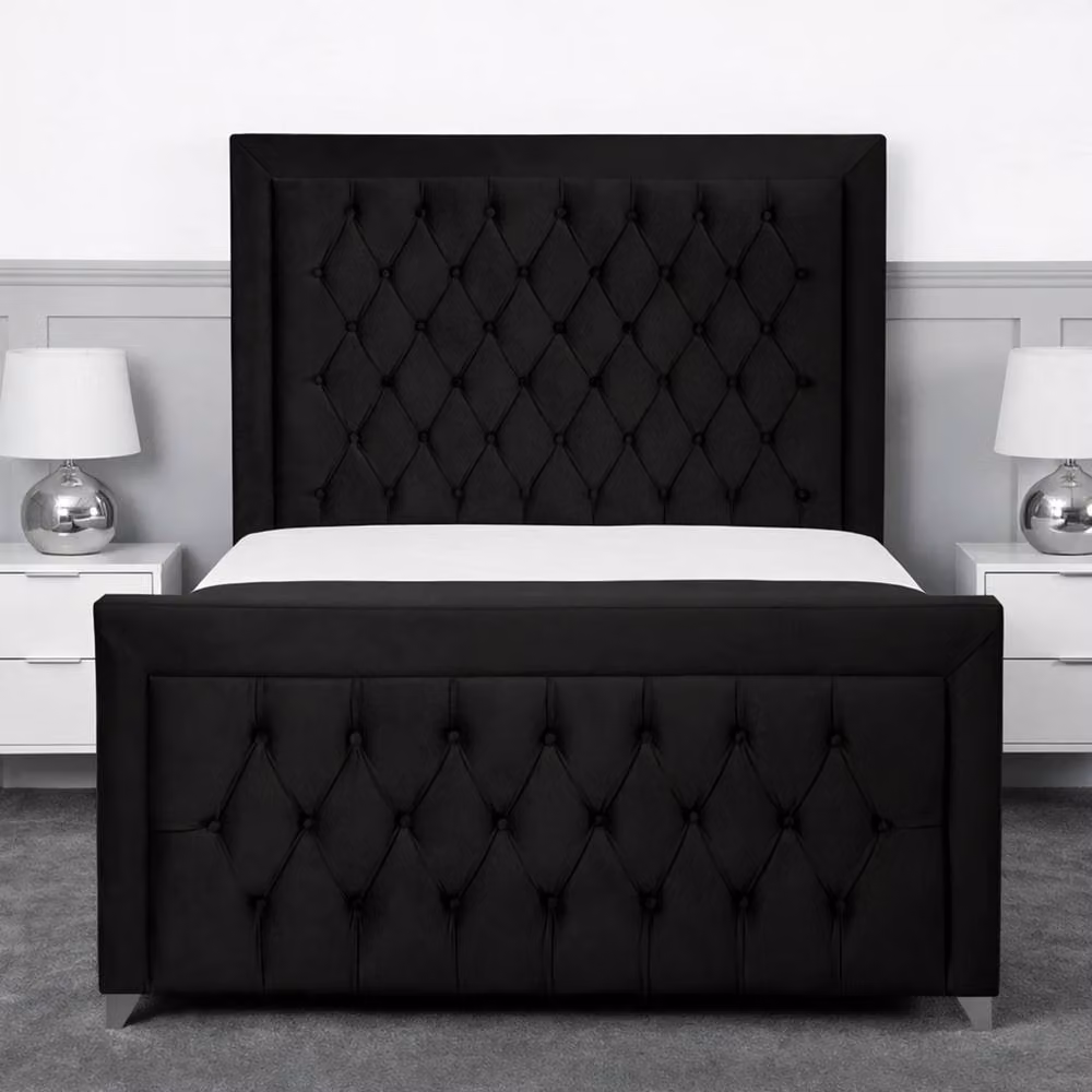 Living Comfort Bedz Ember Black Velvet Upholstered Gas Lift Storage Single Bed with 48 Inch Headboard W/D/H: 90 x 190 cm – 2