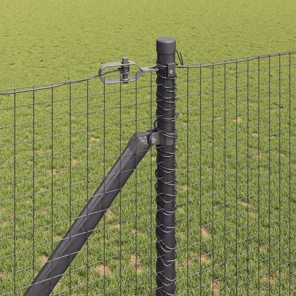 Berkfield Home Modern Welded Wire Fence with 13 Spike Posts, Grey Steel, W: 25 m, H: 1.4 m – 3