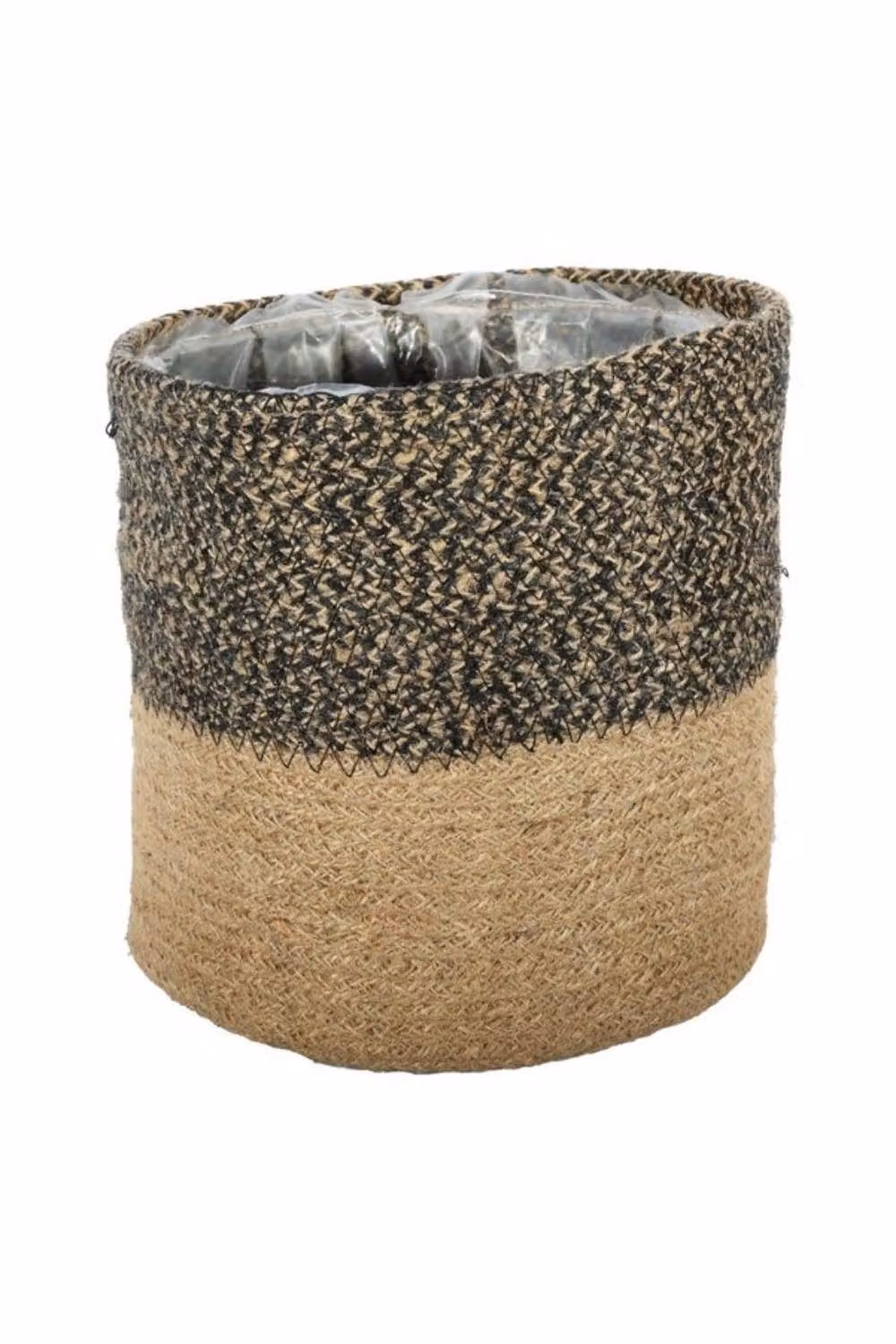 KDMD Black and Natural Jute Braided Rope Basket 2 Pack, W/D/H: 20 x 20 x 20 cm – 2