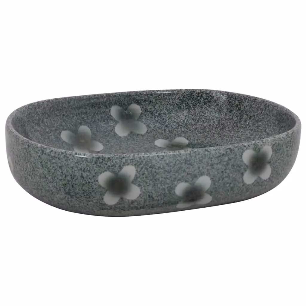 Berkfield Home Blue Oval Ceramic Countertop Basin W: 59 cm, D: 40 cm, H: 14 cm – 2