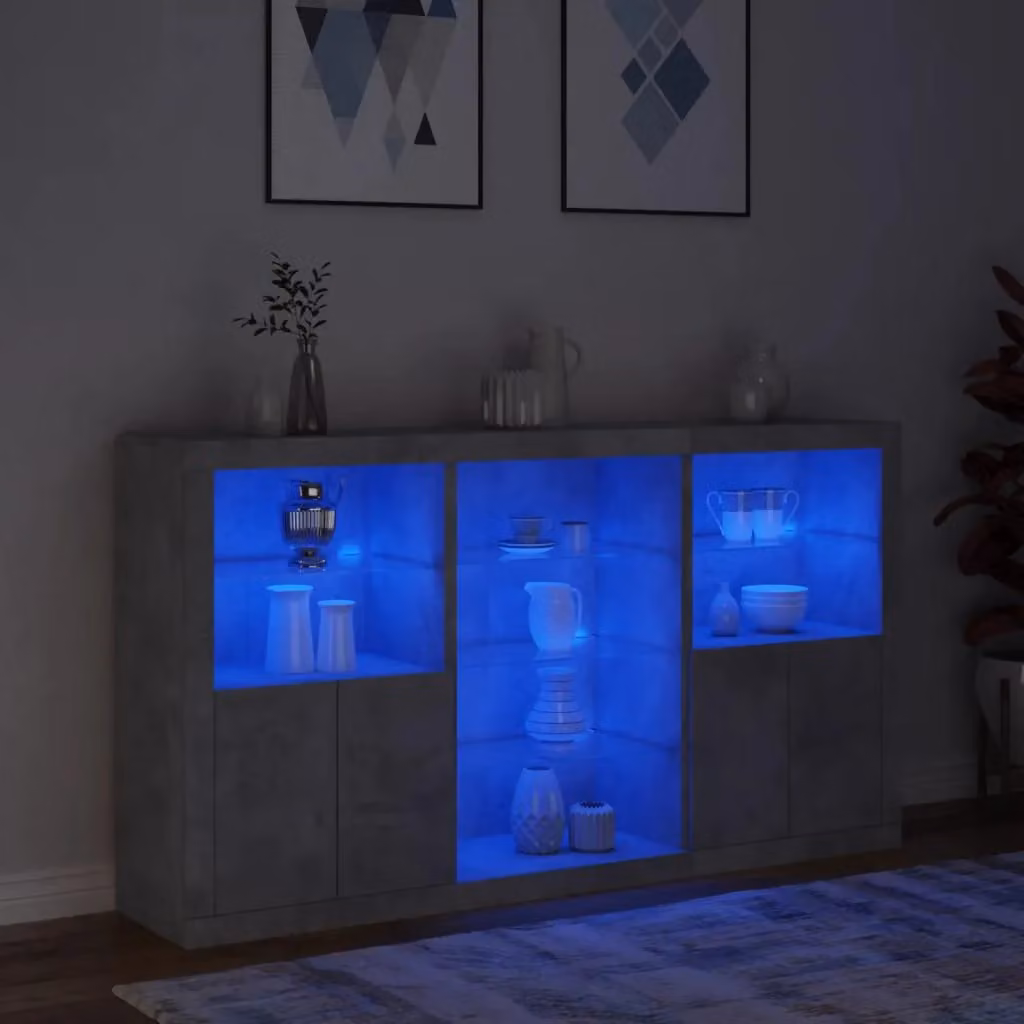 Berkfield Home Modern Sideboard with Integrated LED Lights in Concrete Grey, W: 181.5 cm, D: 37 cm, H: 100 cm – 4