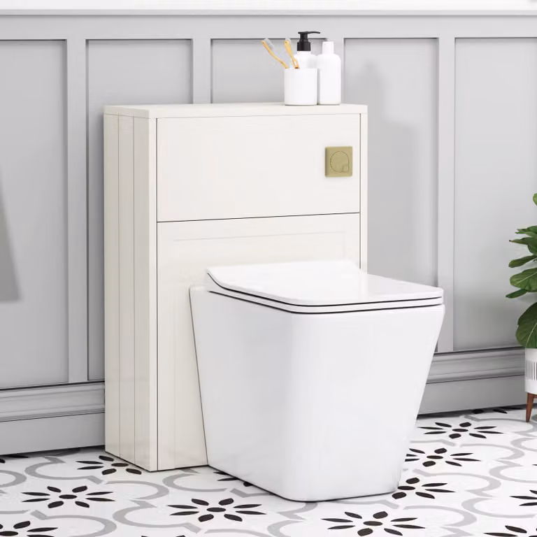 Royal Bathrooms Elmore 550mm Classic White Back to Wall WC Unit with Elena Rimless Ceramic Toilet Pan, Slim Soft Close Seat and Cistern
