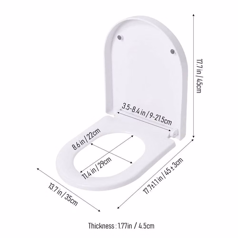 KORVIXA D Shape Soft Close Toilet Seat in White, L: 450 mm, W: 350 mm – 1