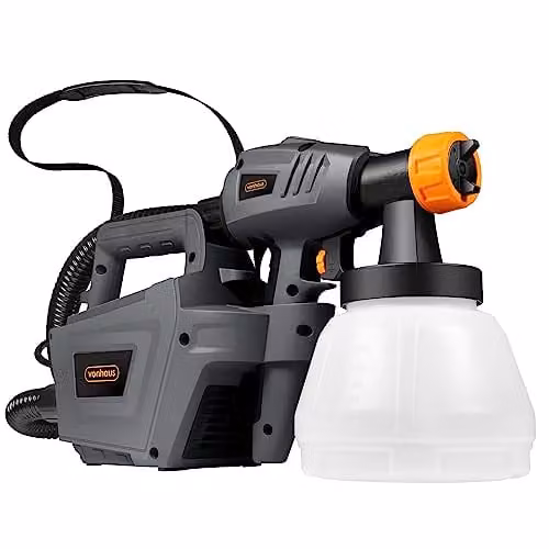 VonHaus 800W Electric Handheld Paint Sprayer in Grey and Orange with 1300ml Cup and Adjustable Spray Pattern