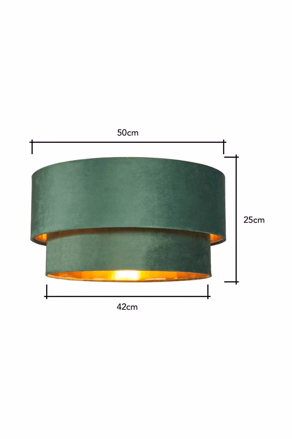 BHS Lighting Tia Easy Fit Cylinder Fabric Light Shade in Green and Gold/Brass – 3