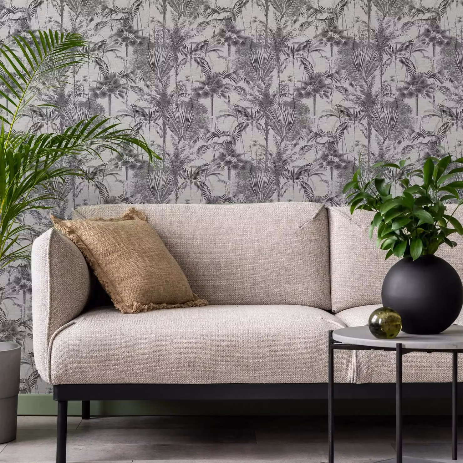 Graham & Brown Sublime Jungle Texture Floral Mono Black and White Washable Vinyl Wallpaper – 2