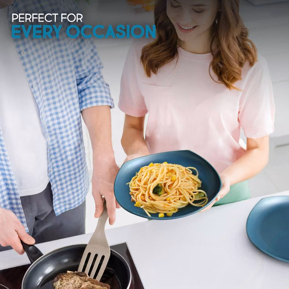 Greentainer Unbreakable Lightweight Plastic Dinnerware Set for 4 in Blue – 6