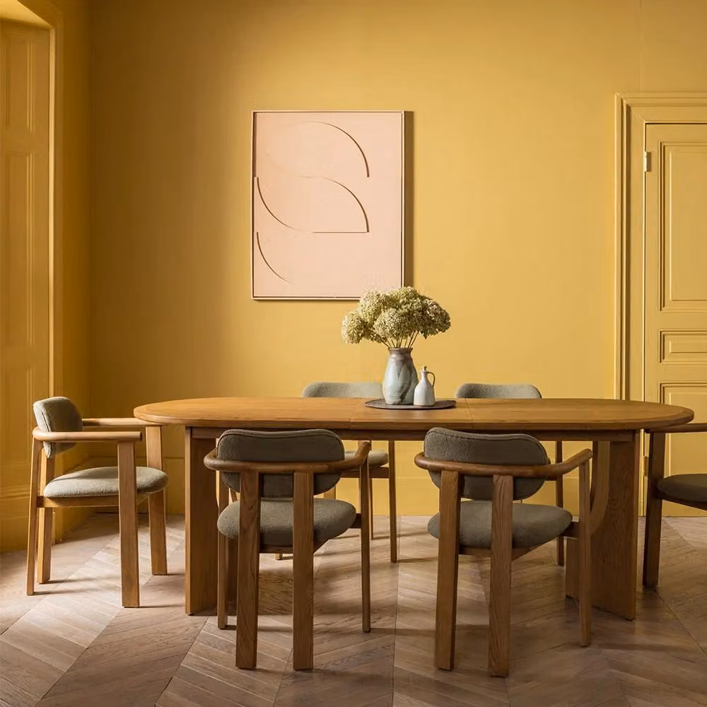 Atkin and Thyme Umi Modern Oval Extendable Oak Dining Table in Brown, W/D/H: 180 x 100 x 75 cm