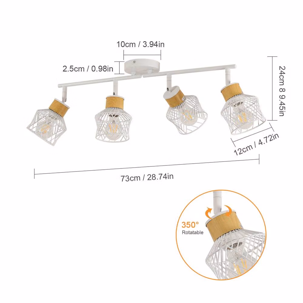 Pheashine White Wrought Iron Cage Ceiling Light with E27 Bulb Included – 2