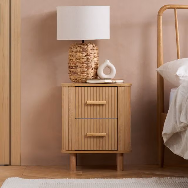 Birlea Axel Brown Fluted Wooden Bedside Drawer