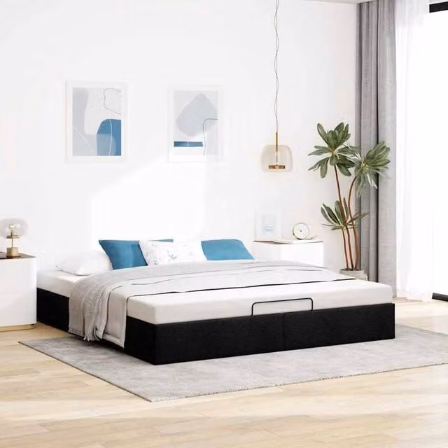 Berkfield Home Super King Ottoman Bed Frame in Black Fabric with Lift Up Base – 1