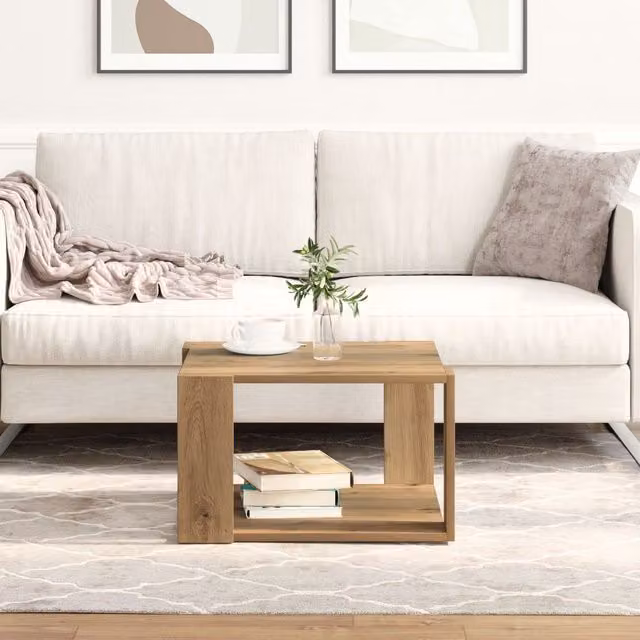 Berkfield Home Artisan Oak Coffee Table in Brown, W/D/H: 51.5 x 51.5 x 30 cm