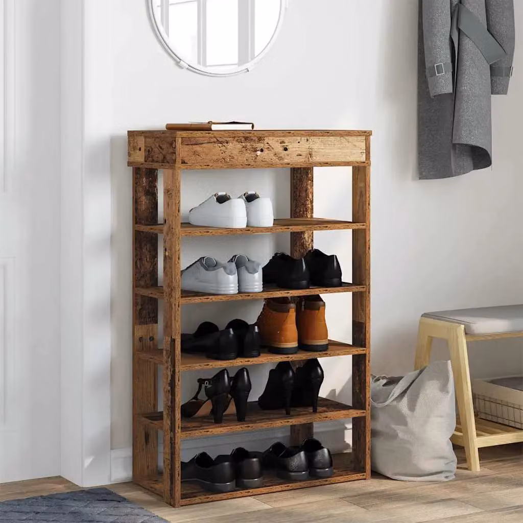 Berkfield Home Shoe Rack in Old Wood Brown, W/D/H: 60 x 30 x 98 cm – 3