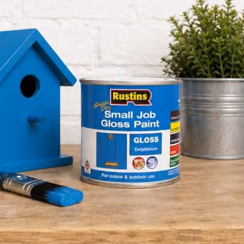 Rustins Quick Dry Water Based Gloss Paint Delphinium Blue 250ml – 5