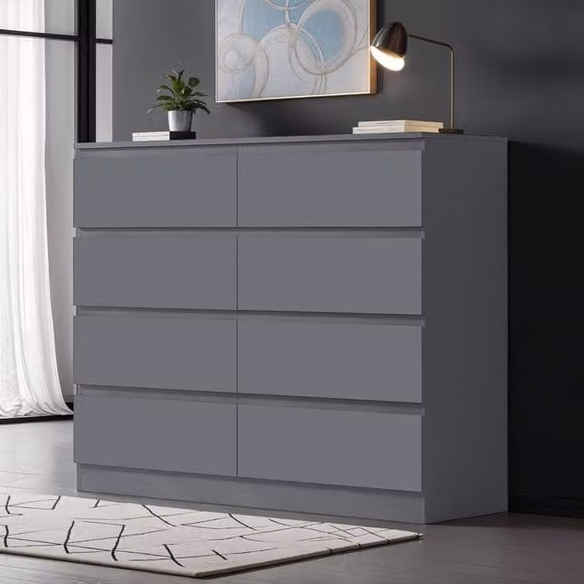 FWStyle 8 Drawer Chest of Drawers in Dark Grey with Matt Scratch Resistant Finish – 1