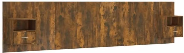 Berkfield Home Bed Headboard with Integrated Nightstand Cabinets in Smoked Oak Brown – 1