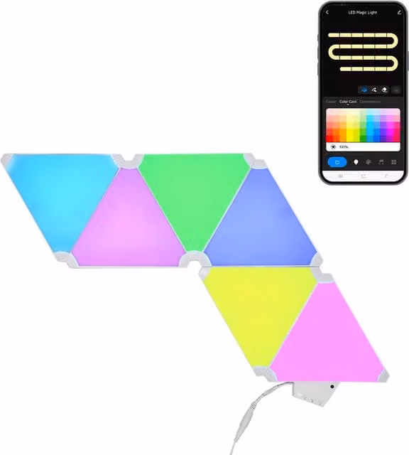 ValueLights Smart RGBIC Triangle LED Light Kit in White and Multicolour