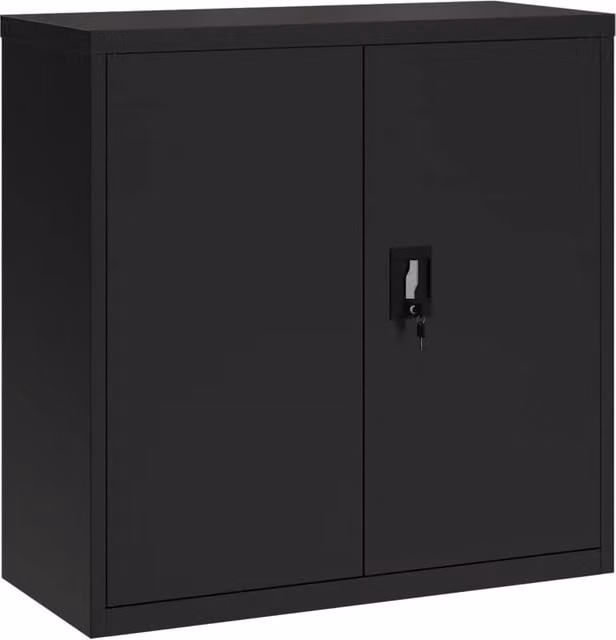 Berkfield Home Black Steel File Cabinet with Hinged Doors and Adjustable Shelves, W/D/H: 90 x 40 x 90 cm – 1