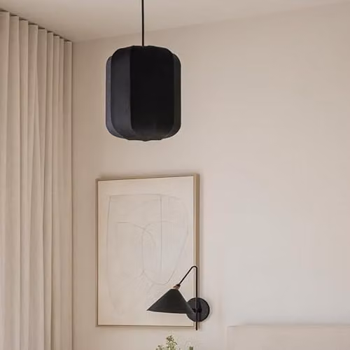 CGC Lighting Black Cylinder Ribbed Stretch Cotton Fabric Lampshade – 5
