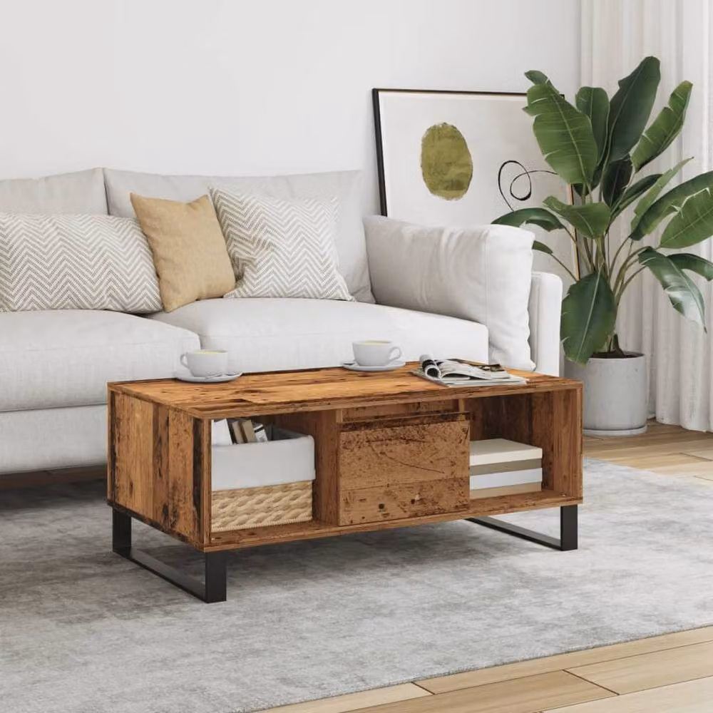 Berkfield Home Industrial Coffee Table in Brown, W/D/H: 90 x 50 x 36.5 cm – 2
