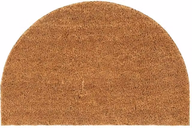 Berkfield Home Natural Half Round Coir Door Mat in Brown, W/D: 60 x 40 cm