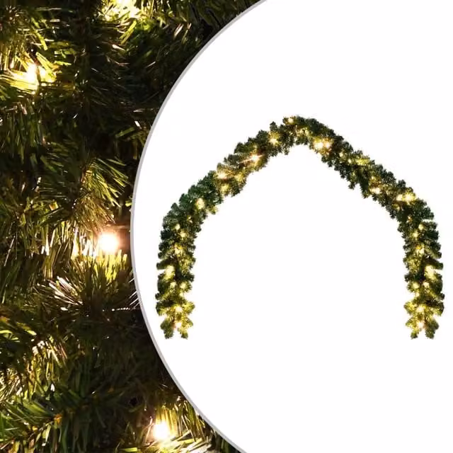 Berkfield Home Connectable Christmas Garland with Multicolour RGB LED Lights, Green, 10 m – 1