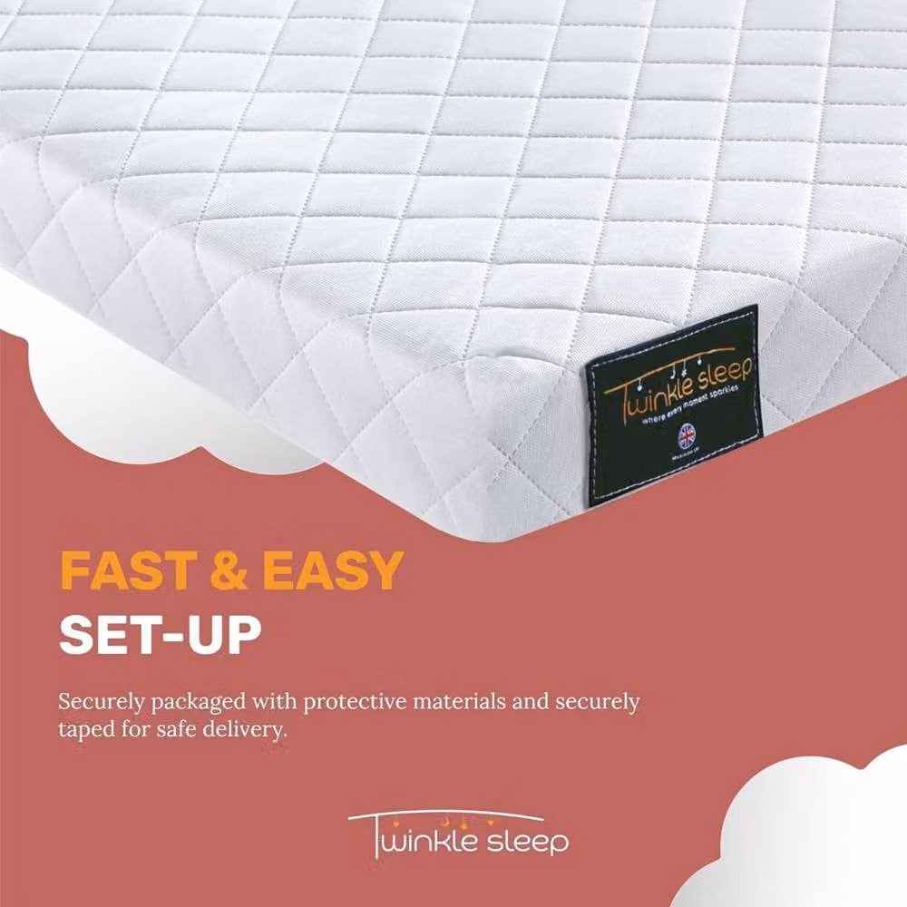 Bedzonline Twinklesleep Hypoallergenic Viscoelastic Memory Foam Baby Cot Mattress in White, W/D/H: 120 x 60 x 10 cm – 3