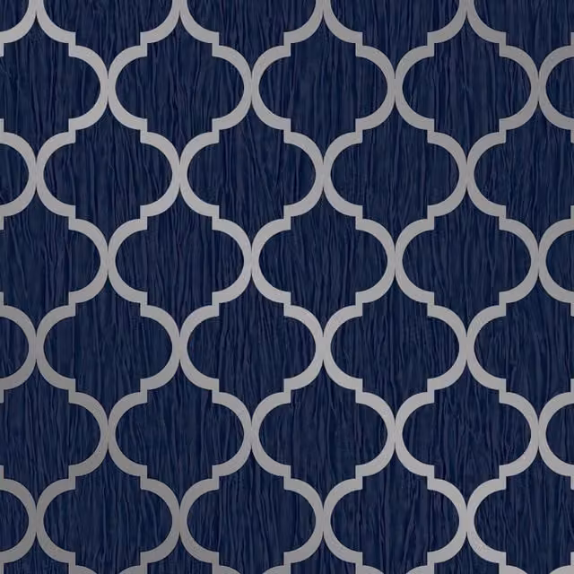Debona Crystal Trellis Textured Geometric Wallpaper in Blue