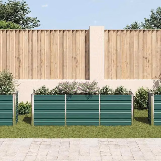 Berkfield Home Garden Galvanised Steel Raised Bed, Green, W/D/H: 240 x 40 x 77 cm – 1
