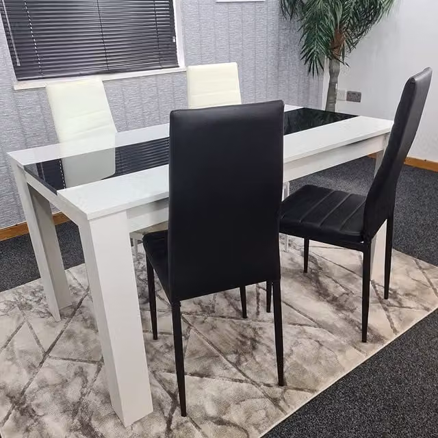 Kosy Koala Modern Dining Table Set with 4 Chairs in White and Black