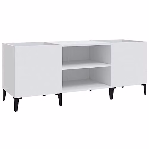 vidaXL Record Cabinet in White, W/D/H: 121 x 38 x 48 cm