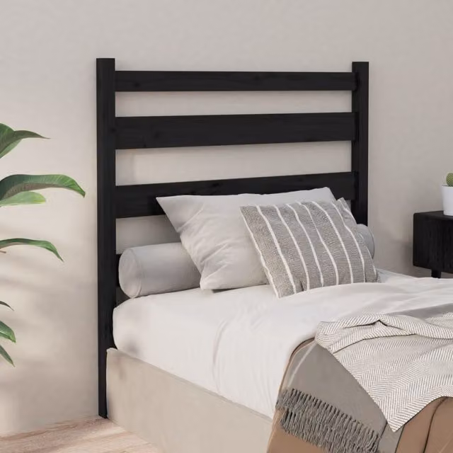 Berkfield Home Black Rustic Solid Pine Wood Bed Headboard W/D/H: 96 x 4 x 100 cm
