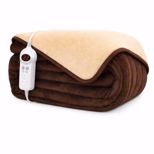 Mylek Electric Heated Throw Blanket in Chocolate and Cream, W/D/H: 160 x 120 cm – 2