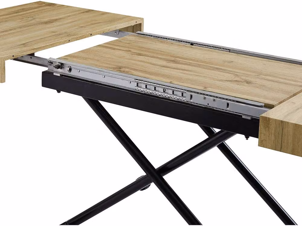 Vente-unique Extendable and Height Adjustable 2-in-1 Rectangular Dining Table in Black and Brown MDF and Metal, W/D/H: 120 x 90 x 75 cm – 5