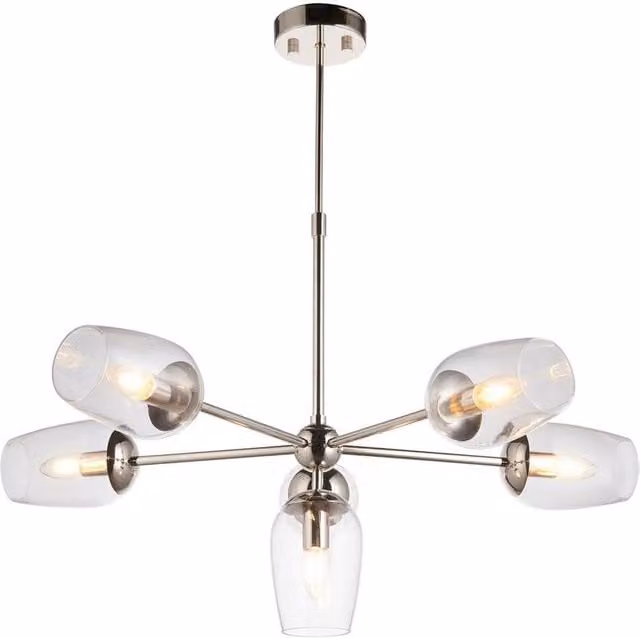 Netlighting Livorno Multi Arm Dimmable Pendant Light with Grey Glass and Silver Metal Details – 1