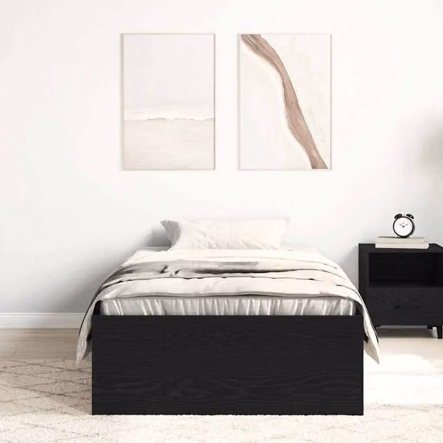 Berkfield Home Durable Bed Frame in Black, W/D/H: 90 x 190 x 35 cm